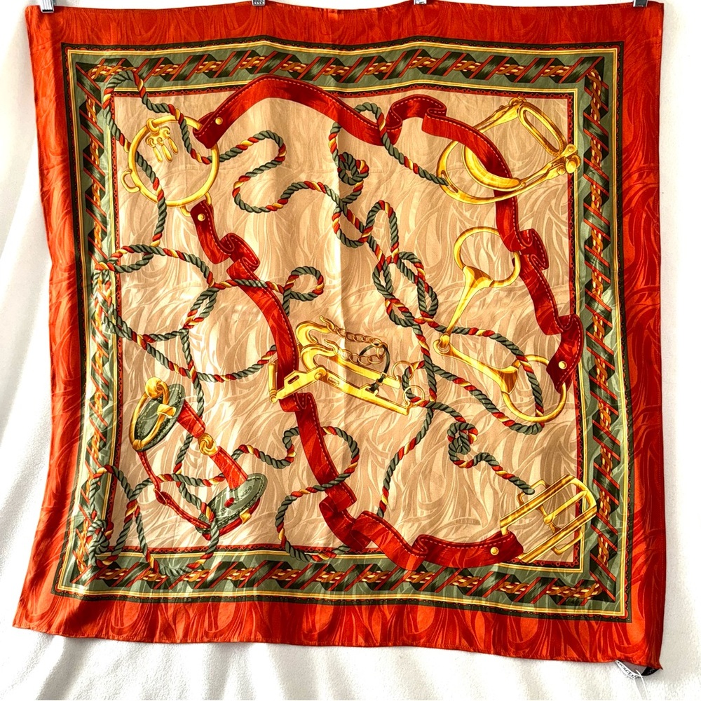 NEW! DOLCE & GABBANA Large Square Equestrian Scarf GORGEOUS - Picture 3 of 13
